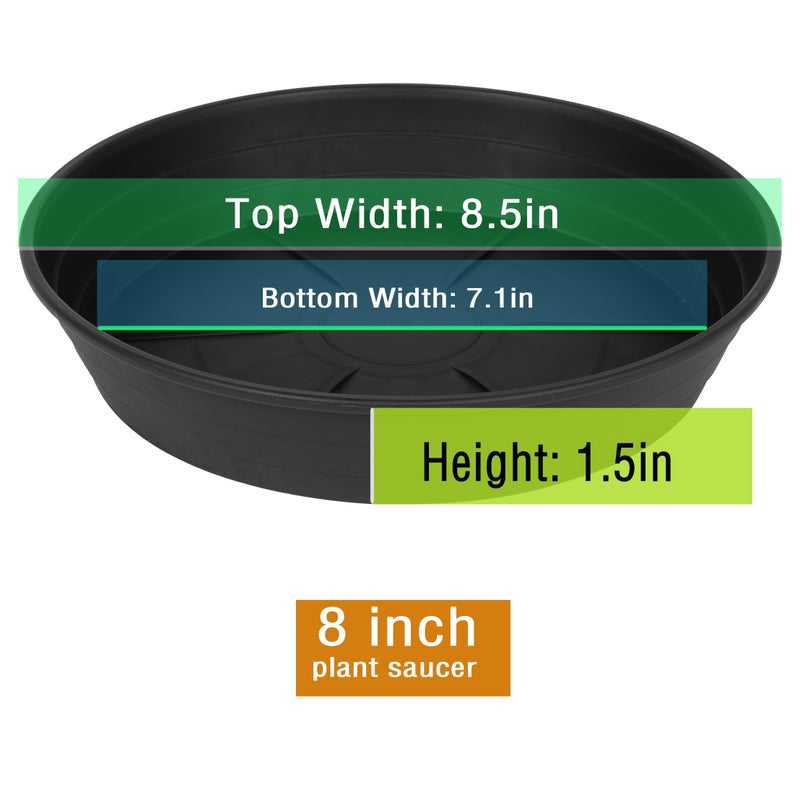 LWALRS 4 Packs 8 Inches Plant Saucer Drip Trays, Round Plastic Plant Pot Saucers Flower Pot Tray for Indoor Outdoor - Image 2